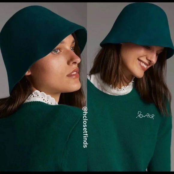 Anthropologie Green Mod Felt Bucket Hat main image 4